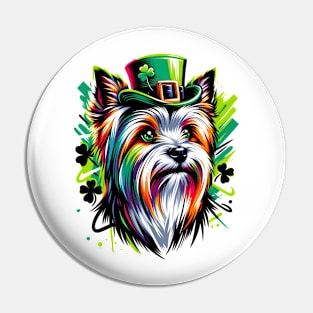 Silky Terrier in Leprechaun Hat Celebrates St. Patrick's Pin