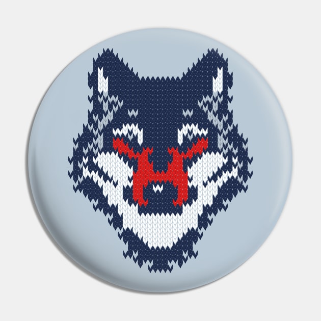 Fair isle knitting grey wolf // spot illustration // navy blue grey and red wolf Pin by SelmaCardoso