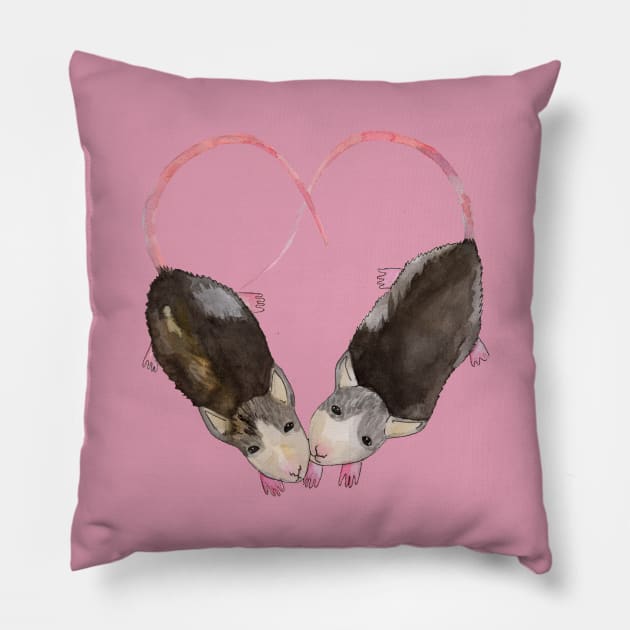 Two rats Heart shape Pillow by deadblackpony