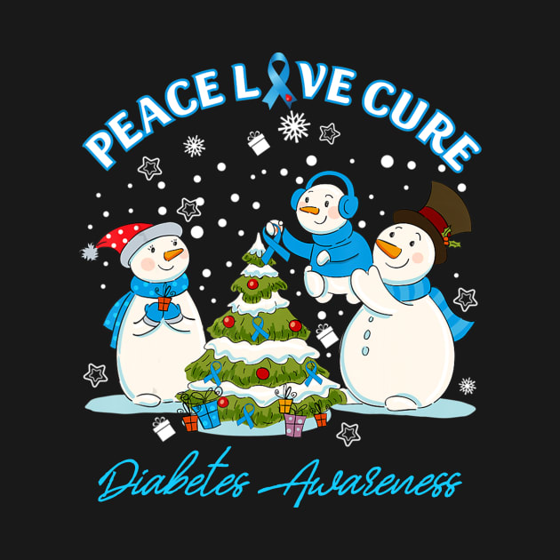 Disover Peace Love Cure Type 1 Diabetes Awareness Chirstmas Gift  T-Shirt