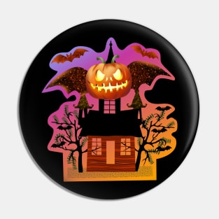 Halloween haunted house silhouette Pin