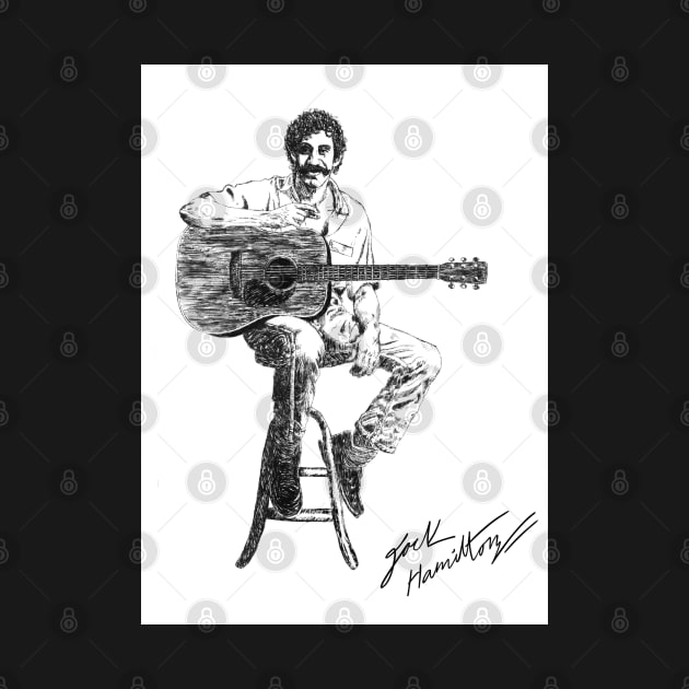 Jim Croce Original Ink Drawing Print by HamiltonArt