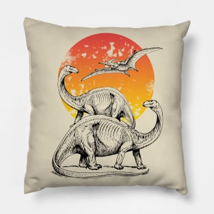 Dinosaurs at sunset Pillow