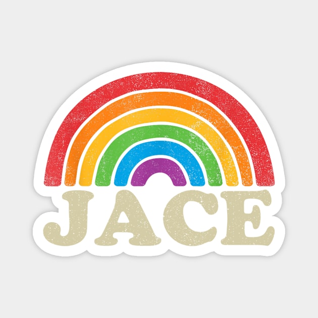 Jace - Retro Rainbow Flag Vintage-Style Magnet by ermtahiyao	