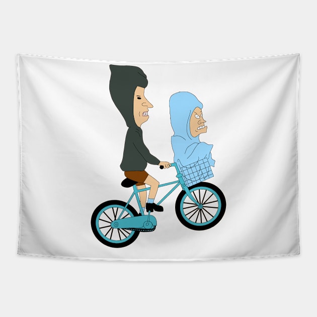 Beavis Butthead And Bike Tapestry by Comicollogy