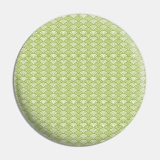 Greens Golds Wave Deco Print Pattern Japanese MOD Pin