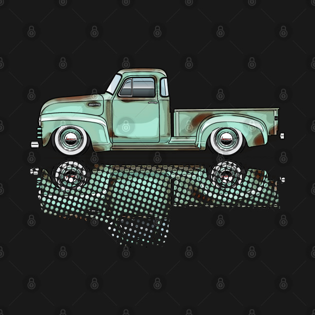 Light Green Vintage Truck - 1947 54 Chevy Truck - T-Shirt