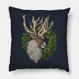 Reindeer with Wreath Pillow