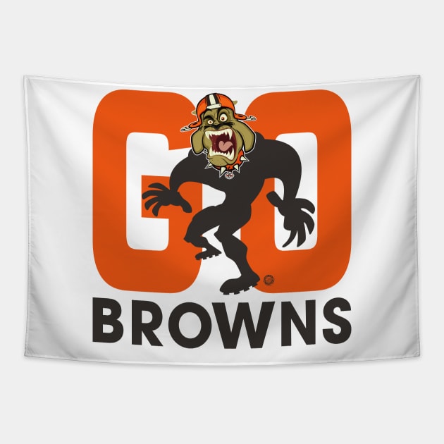 Cleveland Browns BullDawg - Go Browns! Growler Tapestry by Goin Ape Studios