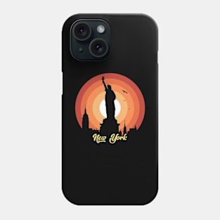 New York, Statue of liberty sunset silhouette. Lady Liberty. Phone Case