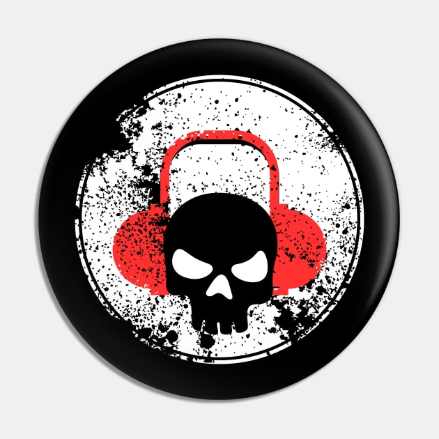 Skull with Headphones - Vintage Pin by Smiling-Faces