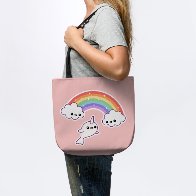 Flying Rainbow Narwhal Narwhals Tote Teepublic