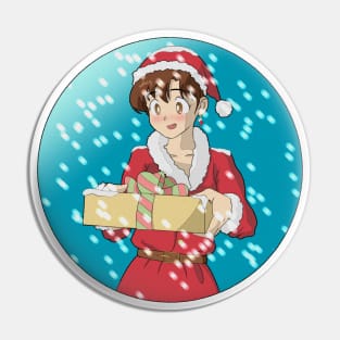 Christmas Anime Girl Present Pin