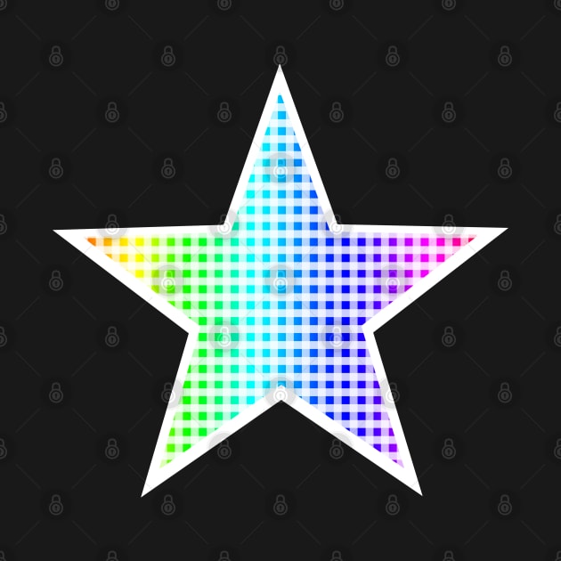 Rainbow and White Gingham Star by bumblefuzzies