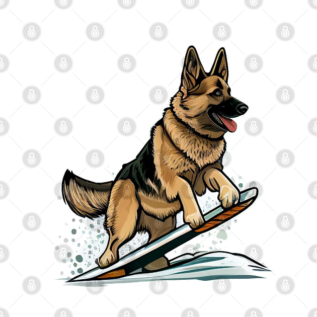 Support the Environment in Style - German Shepherd Snowboarding Design by Greenbubble