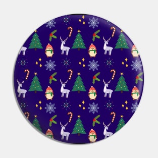 Cute Christmas pattern dark blue Pin