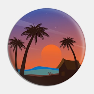 Evening Beach Hut Pin