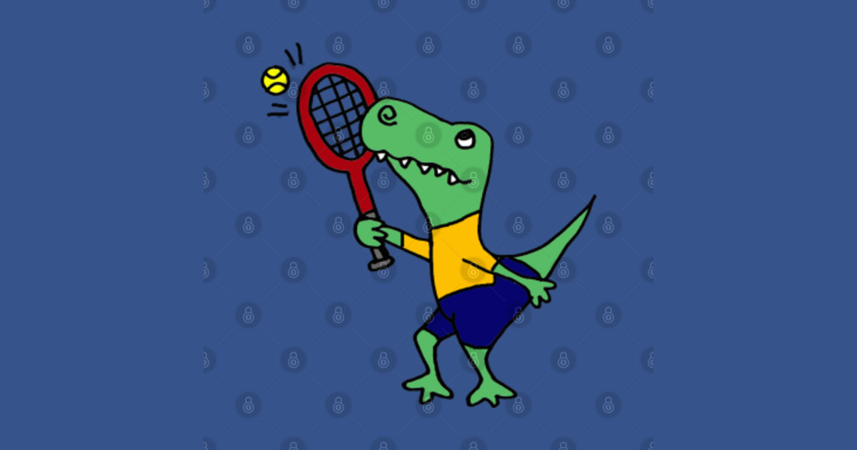 Funny Trex Dinosaur Playing Tennis Tennis TShirt TeePublic