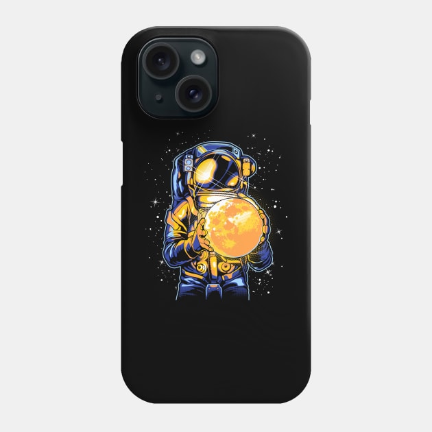 astronaut holding a moon Phone Case by Mako Design 