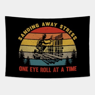 Retro Vintage Sunset Funny Drywall Installer Nostalgia Humor Tapestry