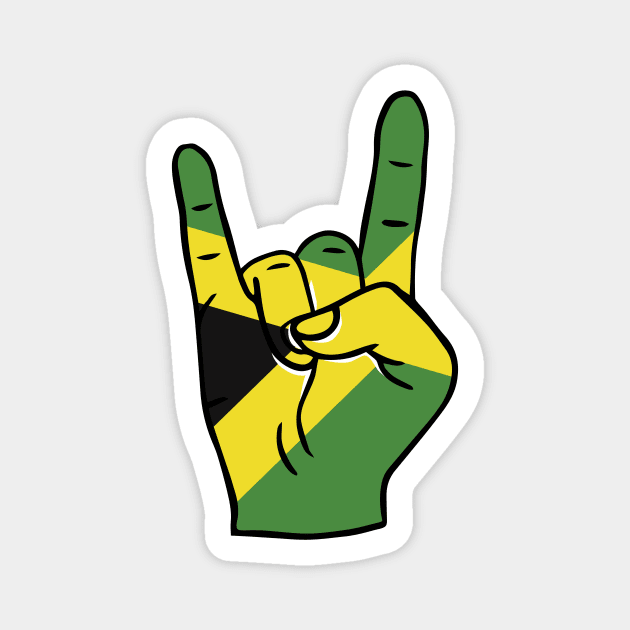 Rock On Jamaica // Jamaican Flag Rock Hand Magnet by Now Boarding