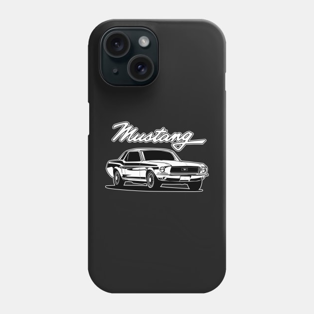 Ford Mustang first generation 1965 vintage cobra pony GT  illustration graphics Phone Case by ASAKDESIGNS