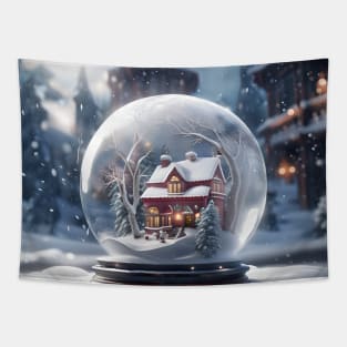 Winter inside Glass Ball Tapestry