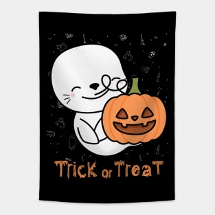 Halloween boooo cute ghost pumpkin Happy Halloween Tapestry