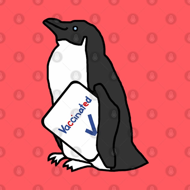 Cute Penguin with Vaccinated Sign by ellenhenryart