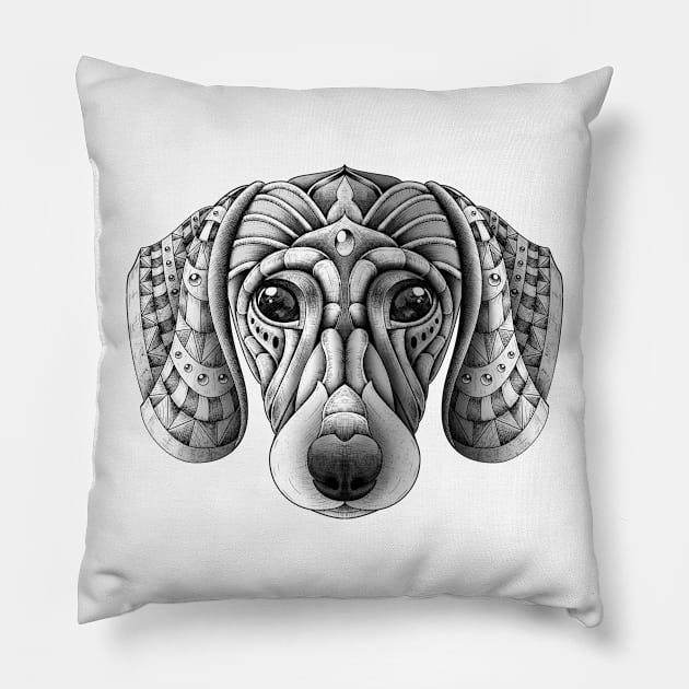 Ornate Dachshund Pillow by Psydrian