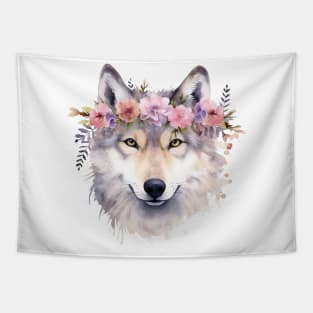 Husky dog flower Tapestry