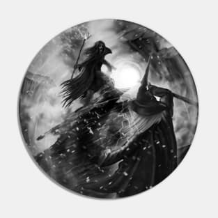 Fire and Magic in greyscale Pin