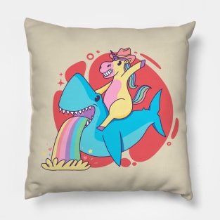 Unicorn Riding Shark Pillow