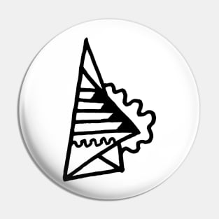 Black and White Abstract Paper Plane Doodle Art Pin