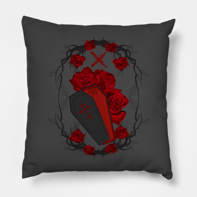 Coffin Marked Pillow by LylaLace Studio