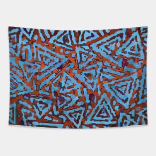 Blue & Copper Batik Print Tapestry