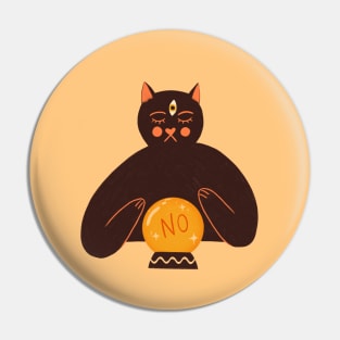 Cute black cat art. Halloween fortune teller illustration Pin