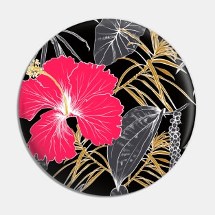 Tropical exotic flowers and leaves Pin