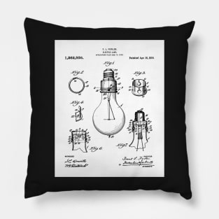 Electric Lamp Patent - Housewarming Home Hallway Art - White Pillow