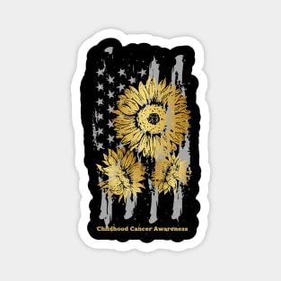 American Flag Sunflower Childhood Cancer Awareness Magnet