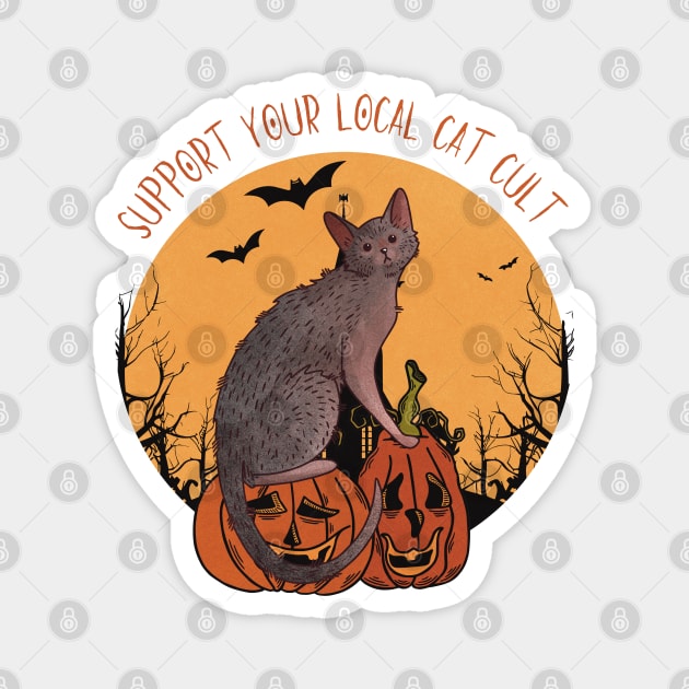 Support your local cat cut - Lykoi werewolf cat Magnet by Feline Emporium