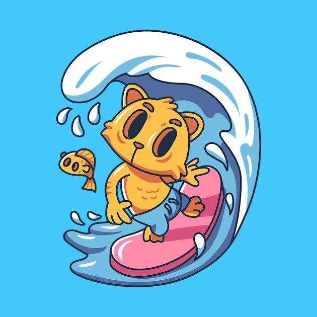 Cute Cat Surfing by yellowline