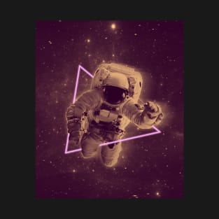 Neon Astronaut in Space Art Tshirt T-Shirt