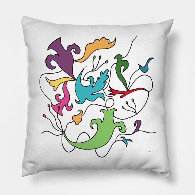 Willy Wonka Colorful Rainbow Abstract Florals Pillow by Designedby-E