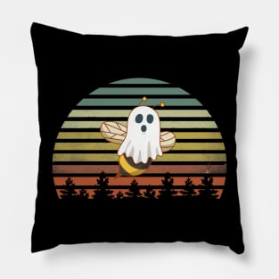 Funny Halloween Retro Vintage Ghost Bee Pillow