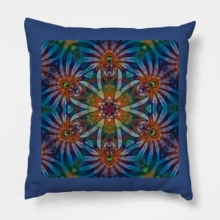 Psychedelic Kaleidoscopic Multi-Color Mandala Number 3 Pillow