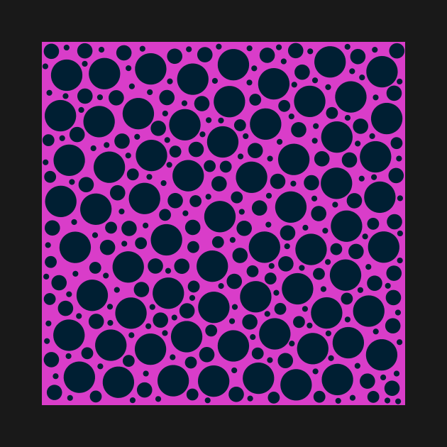 Random Polka Dots - Black on Hot Pink by Whoopsidoodle