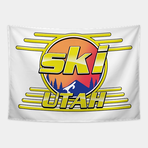 Ski Utah 80s logo Tapestry by nickemporium1