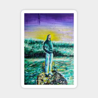 Sitting on a Rock painting Magnet