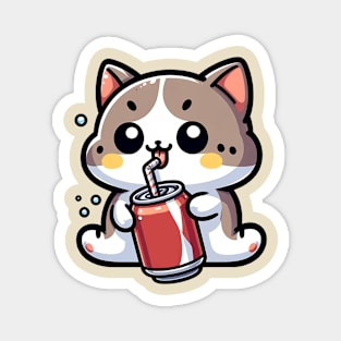 kitten drinking soda Magnet